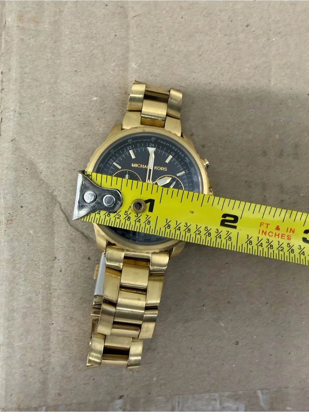 Michael Kors MK-8042 Men’s Gold Tone Chronograph Watch Black Dial AS-IS